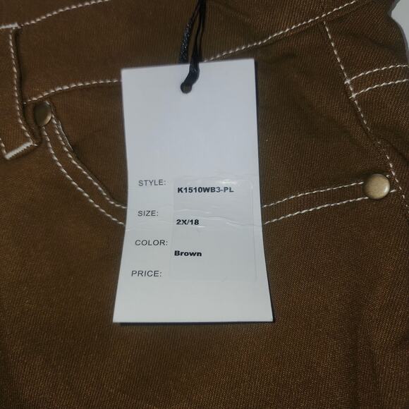 UNIQUE VINTAGE 2X/18 brown flared high waist 5 pocket pants NWT Festival Hippie - Picture 5 of 8